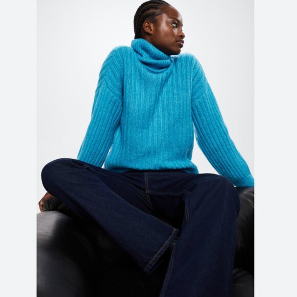 Mango Blue Chunky Turtleneck Sweater – Soft Knit Pullover Size XS - Picture 3 of 5